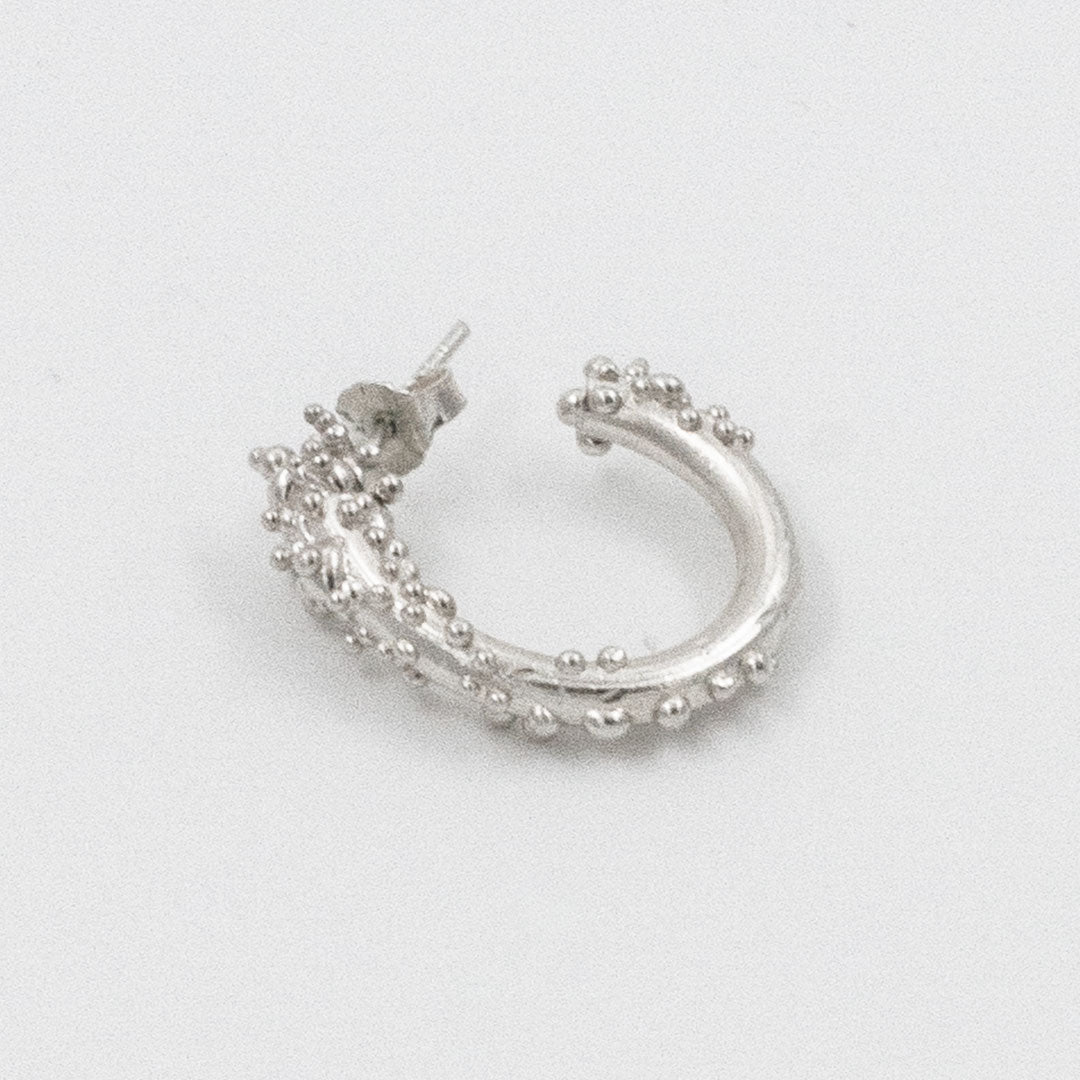 Orecchino Singolo NKlaus Bali Creole 13mm In Argento 925 – Stile Gotico Annerito